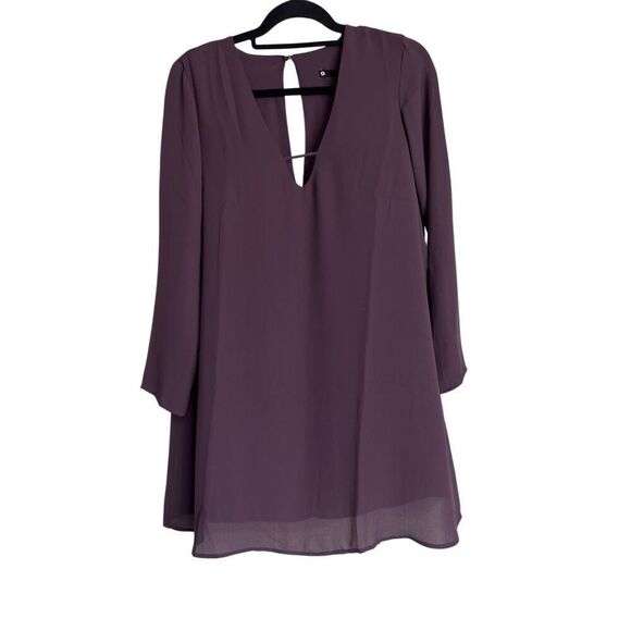 Revolve Krisa Dress Womens Size Small Purple Mini Tunic Deep V-Neck Long Sleeve - Picture 1 of 10
